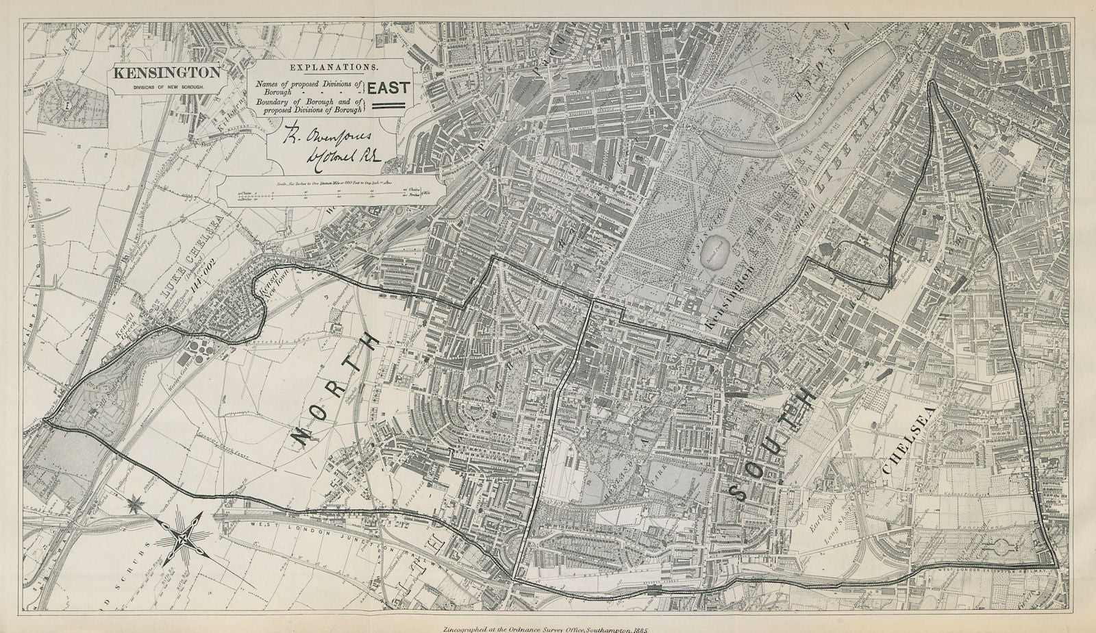 Kensington Parliamentary Borough. Chelsea. BOUNDARY COMMISSION 1885 old map